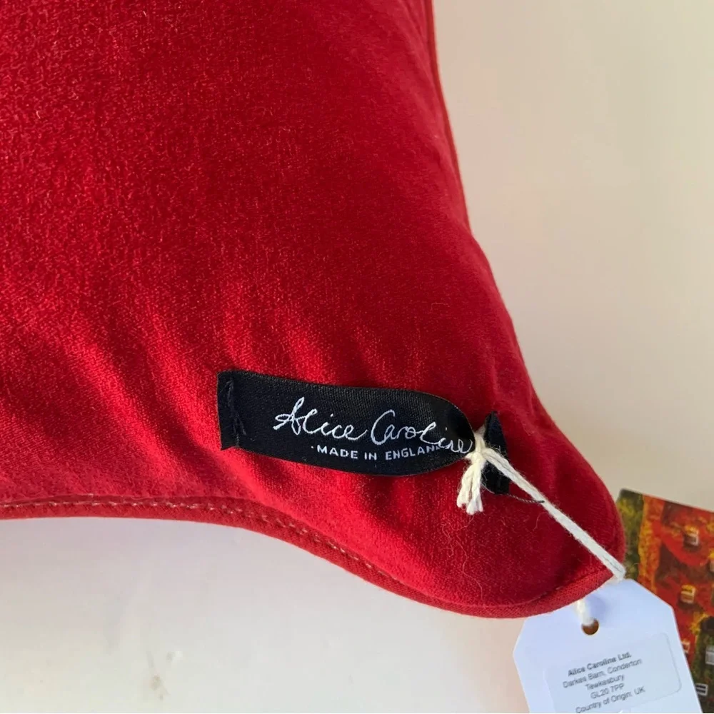 Liberty London Pillow Wiltshire Stars Print Alice Caroline 16x16 Velvet Back Red - Picture 6 of 7